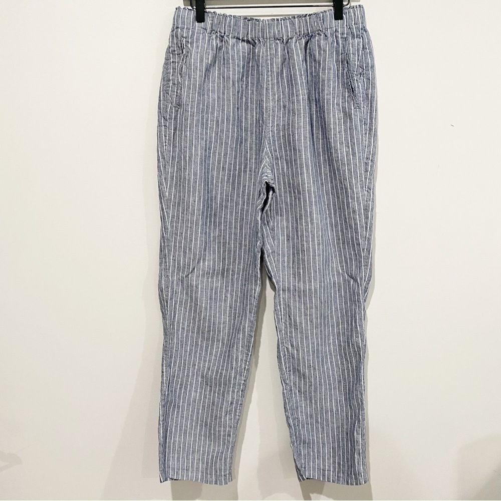 TAHARI Linen Pants Striped Beachy Boho Comfort Coastal Pull On Size Large